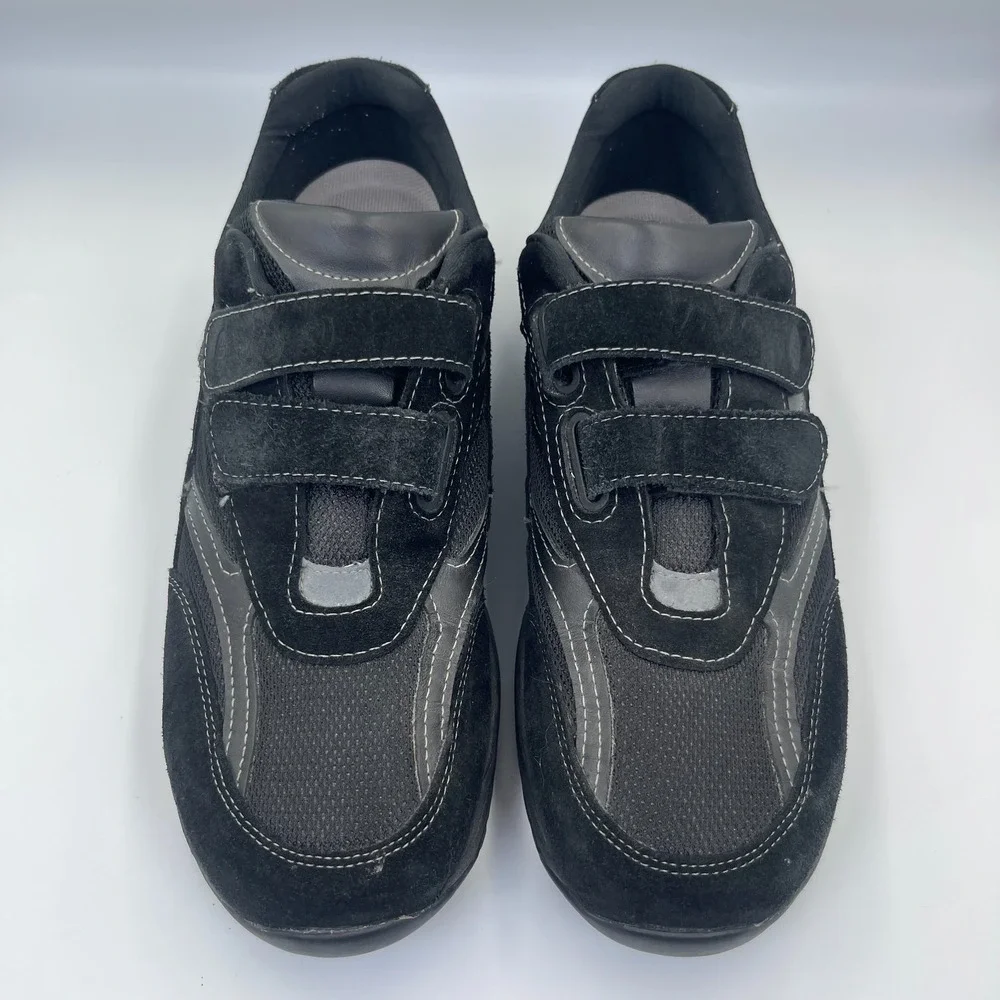 SAS JV Men's 12S Black Leather Mesh Walking Shoes Tripad Comfort